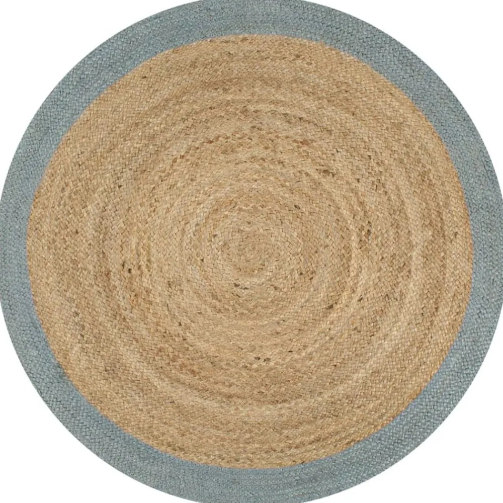 vidaXL Alfombra hecha a mano de yute con borde 90 cm Verde oliva Sale