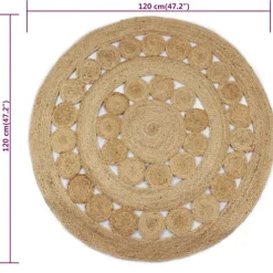 vidaXL Decoración-Alfombra redonda con diseño yute trenzado 120 cm