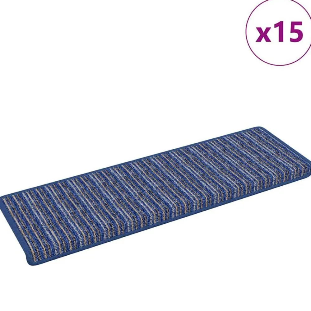 vidaXL Productos Del Hogar-Alfombras autoadhesivas para escaleras Rayado 15 pcs