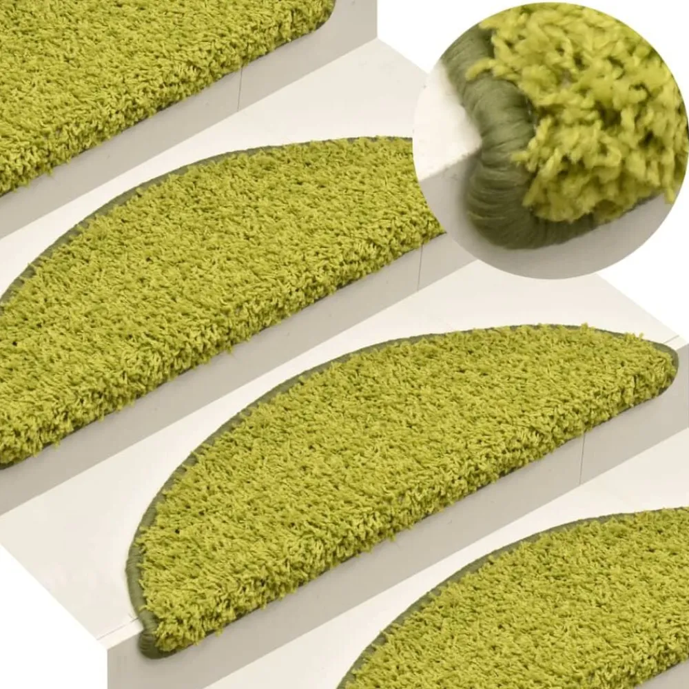 vidaXL Alfombras de peldaños de escalera 15 uds 56x17x3 cm Verde Best