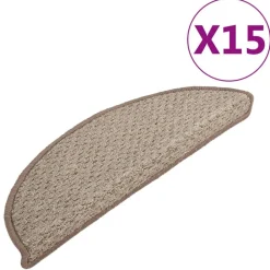 vidaXL Productos Del Hogar-Alfombras de peldaños de escalera 15 uds marrón 65x21x4 cm