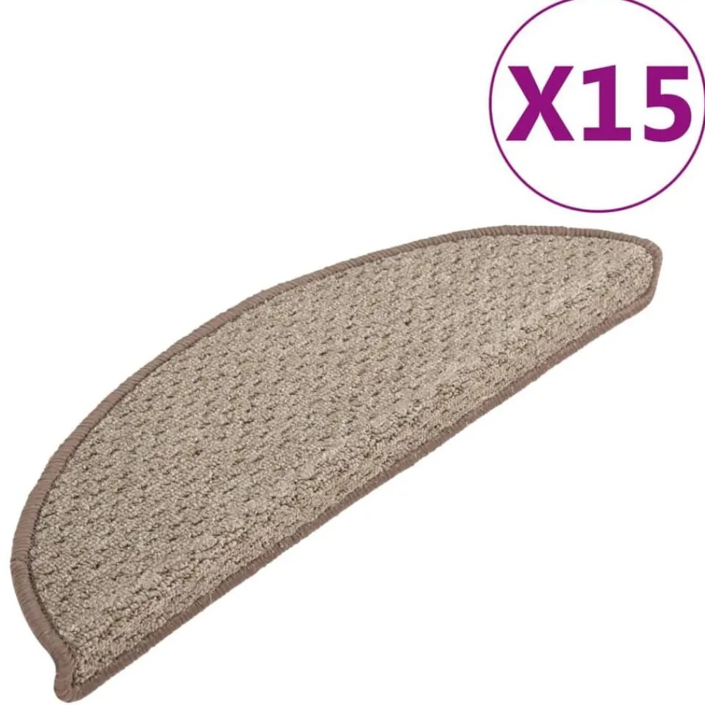vidaXL Productos Del Hogar-Alfombras de peldaños de escalera 15 uds marrón 65x21x4 cm