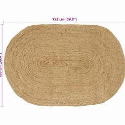 vidaXL Decoración-Alfombras de área Ovalado 100 x 152 cm yute
