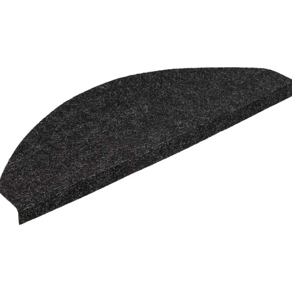 vidaXL Alfombrilla autoadhesiva escalera 15 uds negra 56x17x3 cm Negro New
