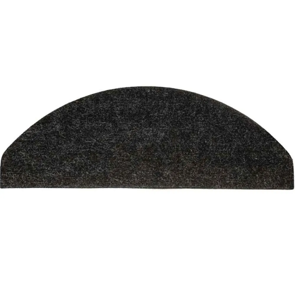 vidaXL Alfombrilla autoadhesiva escalera 15 uds negra 56x17x3 cm Negro New