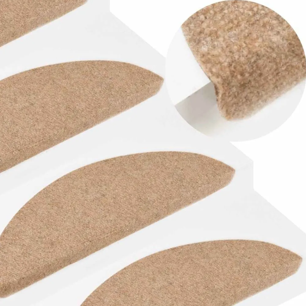 vidaXL Alfombrilla autoadhesiva de escalera 15 uds 56x17x3 cm Beige