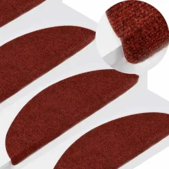 vidaXL Alfombrilla autoadhesiva escalera 15 uds 56x17x3 cm roja Rojo Discount