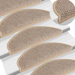 vidaXL Productos Del Hogar-Alfombrilla autoadhesiva escalera sisal 15 uds beige 56x17x3 cm