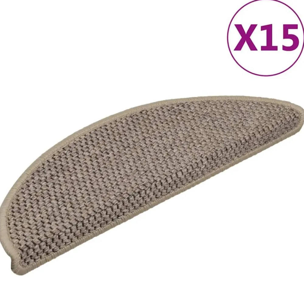 vidaXL Alfombrilla autoadhesiva escalera sisal 15 uds beige 56x17x3 cm Beige oscuro Best