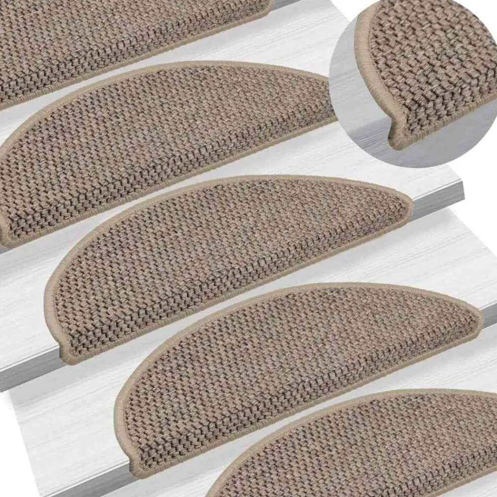 vidaXL Alfombrilla autoadhesiva escalera sisal 15 uds beige 56x17x3 cm Beige oscuro Best