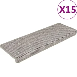 vidaXL Alfombrilla autoadhesiva escalera sisal 15 uds 65x21x4 cm Plateado Best