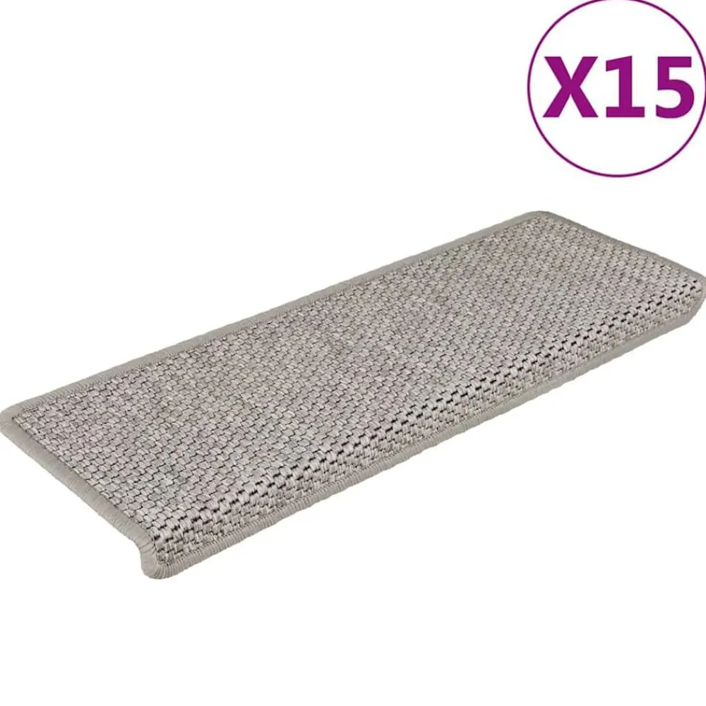 vidaXL Alfombrilla autoadhesiva escalera sisal 15 uds 65x21x4 cm Plateado Best