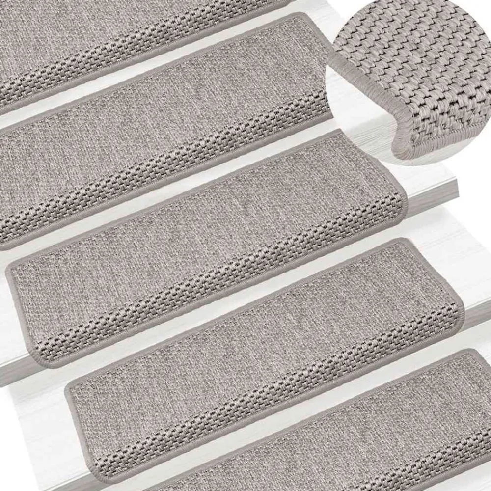 vidaXL Alfombrilla autoadhesiva escalera sisal 15 uds 65x21x4 cm Plateado Best