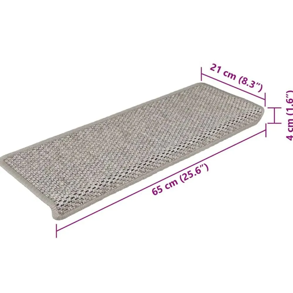 vidaXL Alfombrilla autoadhesiva escalera sisal 15 uds 65x21x4 cm Plateado Best