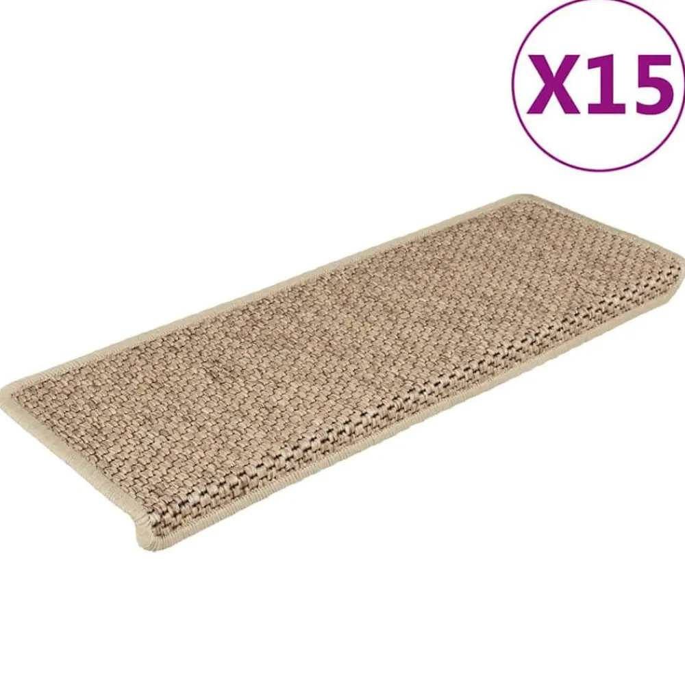 vidaXL Productos Del Hogar-Alfombrilla autoadhesiva escalera sisal 15 uds 65x21x4 cm