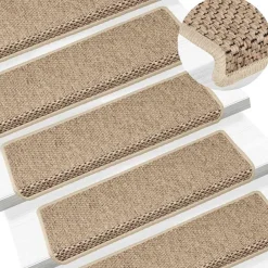 vidaXL Productos Del Hogar-Alfombrilla autoadhesiva escalera sisal 15 uds 65x21x4 cm
