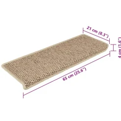 vidaXL Productos Del Hogar-Alfombrilla autoadhesiva escalera sisal 15 uds 65x21x4 cm