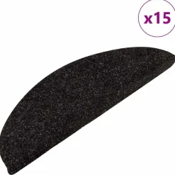 vidaXL Alfombrilla autoadhesiva de escalera 15 uds 56x17x3cm Antracita New