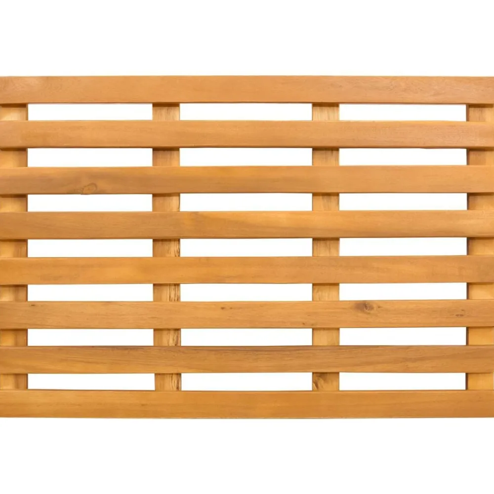 vidaXL Accesorios Para El Baño-Alfombrilla de baño Liso Marrón 100 x 53 cm Madera