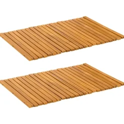 vidaXL Accesorios Para El Baño-Alfombrilla de baño Marrón 60 x 40 cm Madera de Acacia Sólida