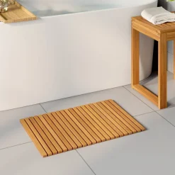 vidaXL Accesorios Para El Baño-Alfombrilla de baño Marrón 60 x 40 cm Madera de Acacia Sólida