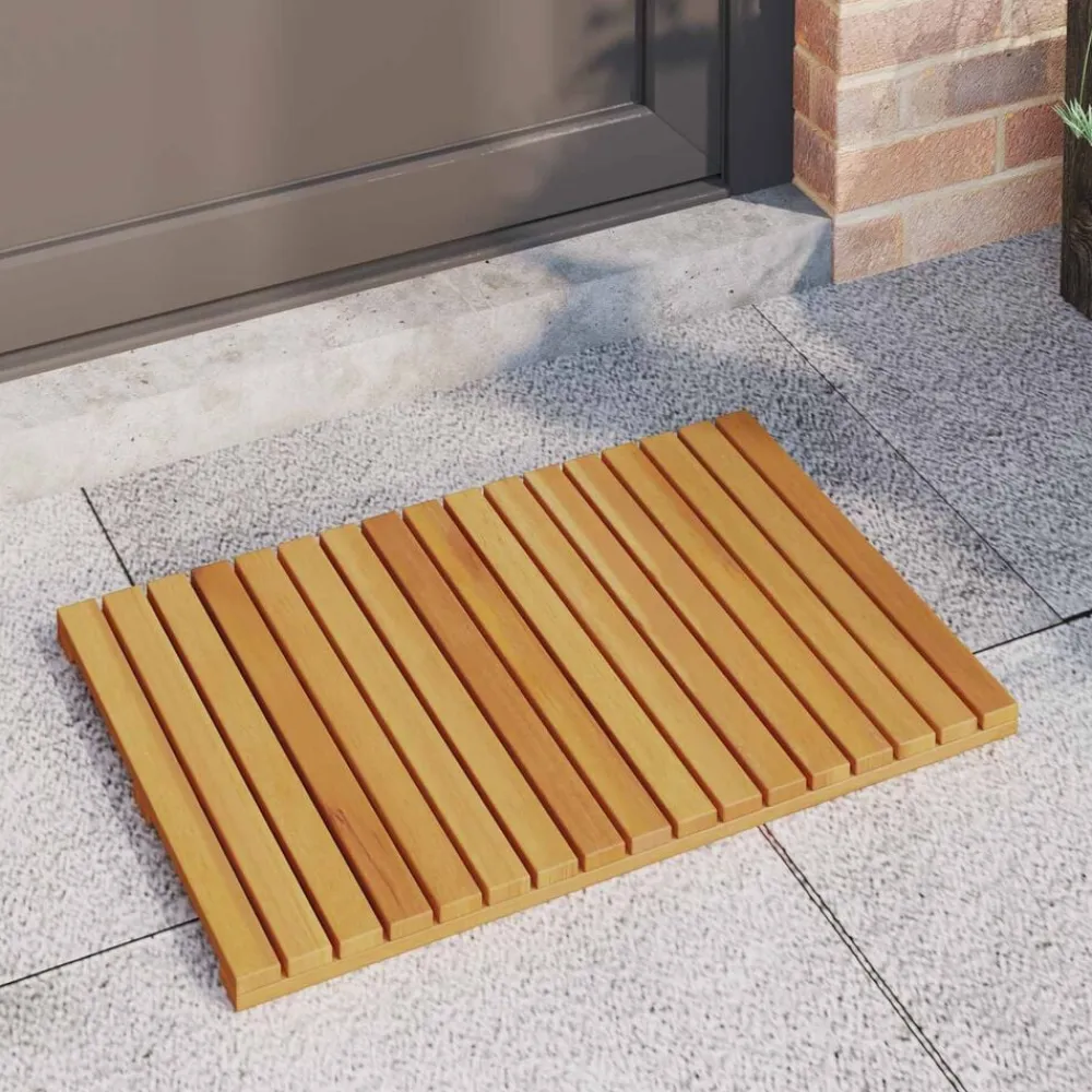 vidaXL Accesorios Para El Baño-Alfombrilla de baño Liso Marrón 60 x 40 cm Madera