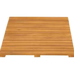 vidaXL Accesorios Para El Baño-Alfombrilla de baño Liso Marrón 60 x 40 cm Madera