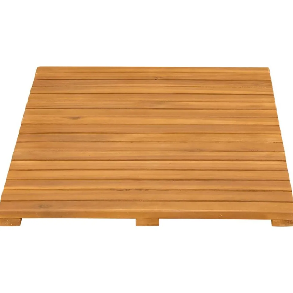 vidaXL Accesorios Para El Baño-Alfombrilla de baño Liso Marrón 60 x 40 cm Madera