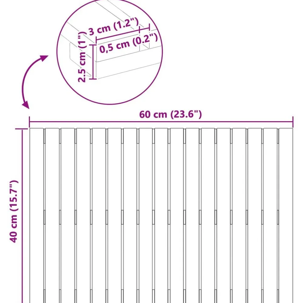 vidaXL Accesorios Para El Baño-Alfombrilla de baño Liso Marrón 60 x 40 cm Madera