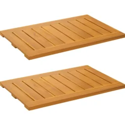 vidaXL Alfombrilla de baño Liso Marrón 60 x 40 cm Madera New