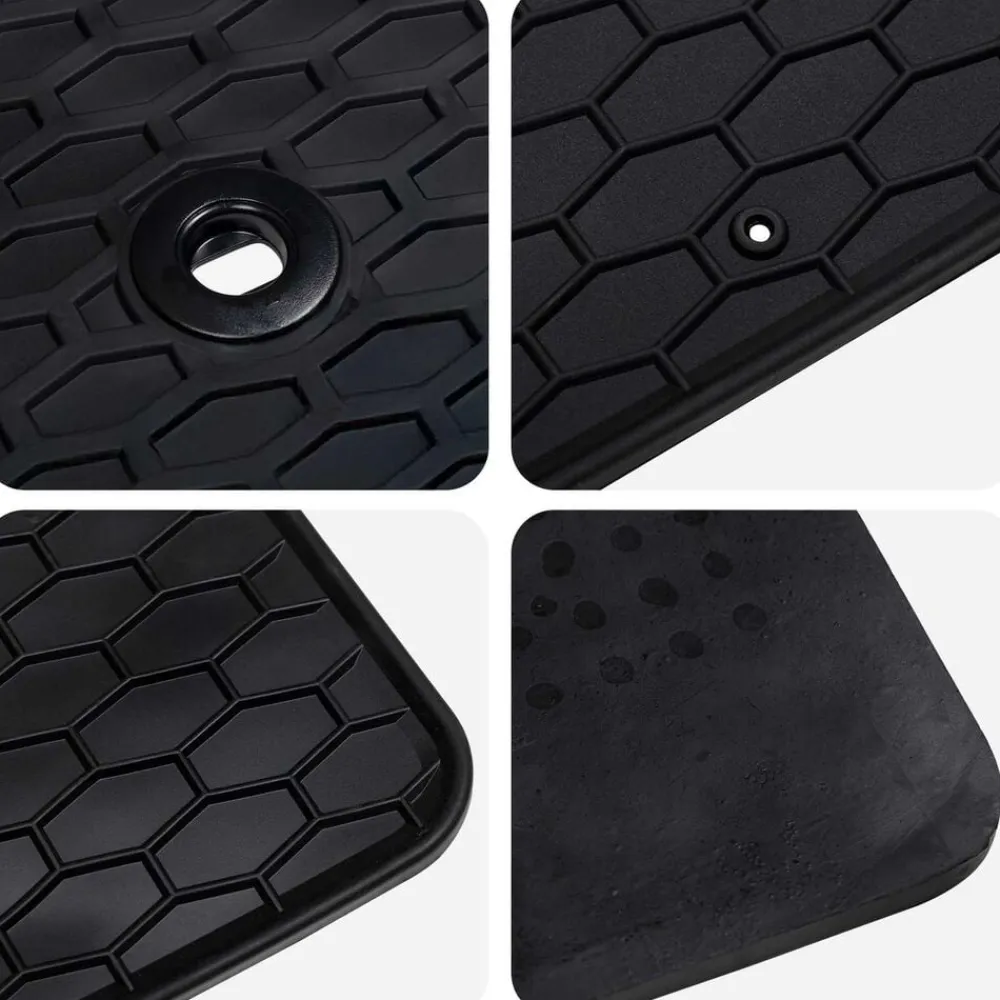 vidaXL Alfombrilla de Coche 4 pcs Negro Goma New