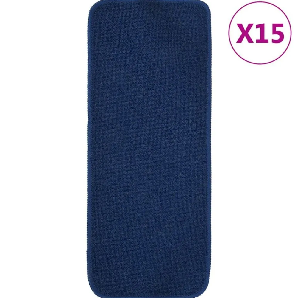 vidaXL Alfombrilla de escalera 15 uds marino rectangular 60x25 cm Azul Discount