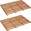 vidaXL Accesorios Para El Baño-Alfombrillas de baño 2 uds madera maciza de acacia 56x37 cm