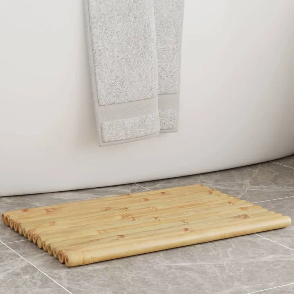 vidaXL Accesorios Para El Baño-Alfombrillas de baño 2 unidades bambú 50x35 cm