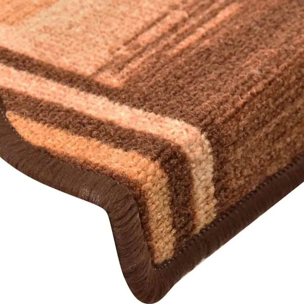 vidaXL Productos Del Hogar-Alfombrillas de escalera autoadhesivas 5 uds marrón 65x21x4 cm