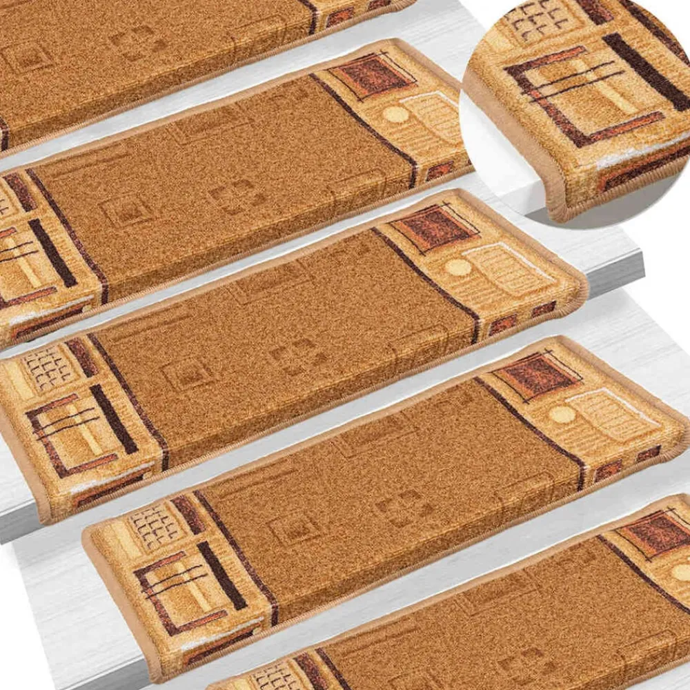 vidaXL Productos Del Hogar-Alfombrillas de escalera autoadhesivas 5 uds 65x21x4cm