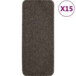 vidaXL Alfombrillas de escalera 15 uds marrón rectangular 60x25 cm Marrón oscuro Discount