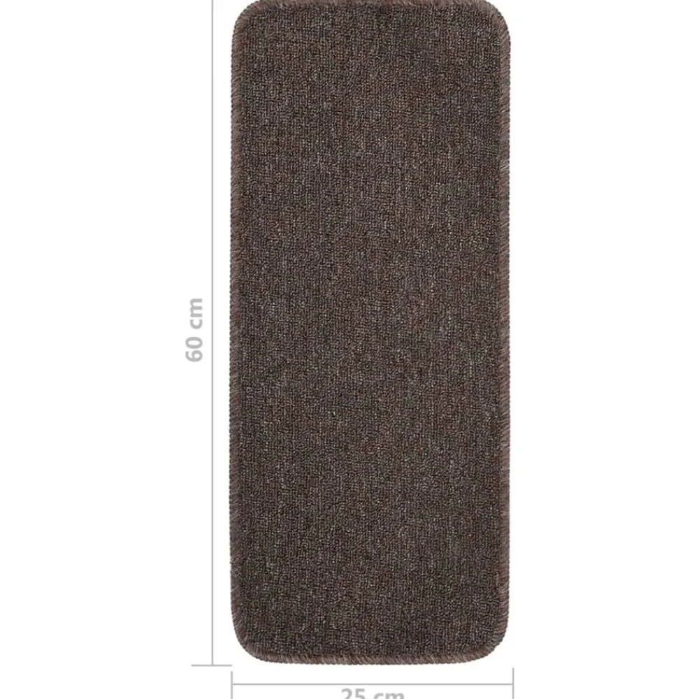 vidaXL Alfombrillas de escalera 15 uds marrón rectangular 60x25 cm Marrón oscuro Discount