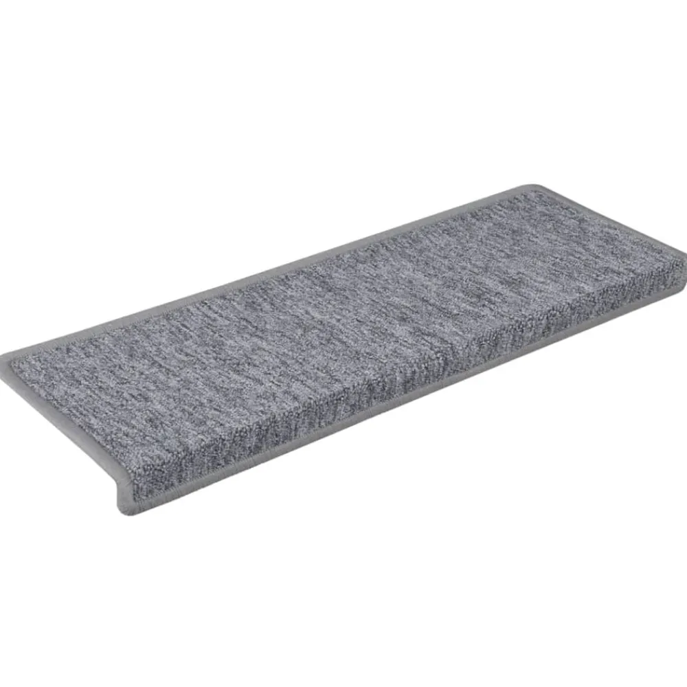 vidaXL Productos Del Hogar-Alfombrillas para escaleras 15 unidades 65x21x4 cm Gris claro Borde rectangular