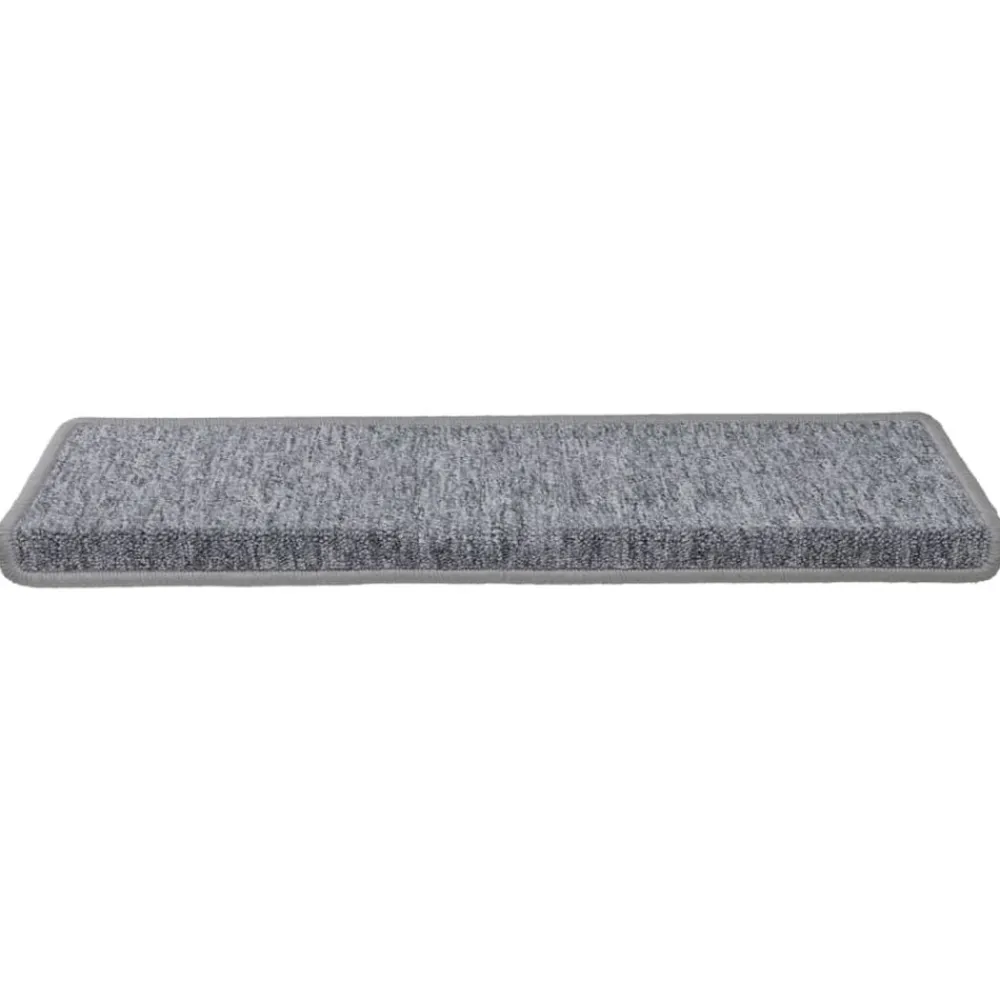 vidaXL Productos Del Hogar-Alfombrillas para escaleras 15 unidades 65x21x4 cm Gris claro Borde rectangular