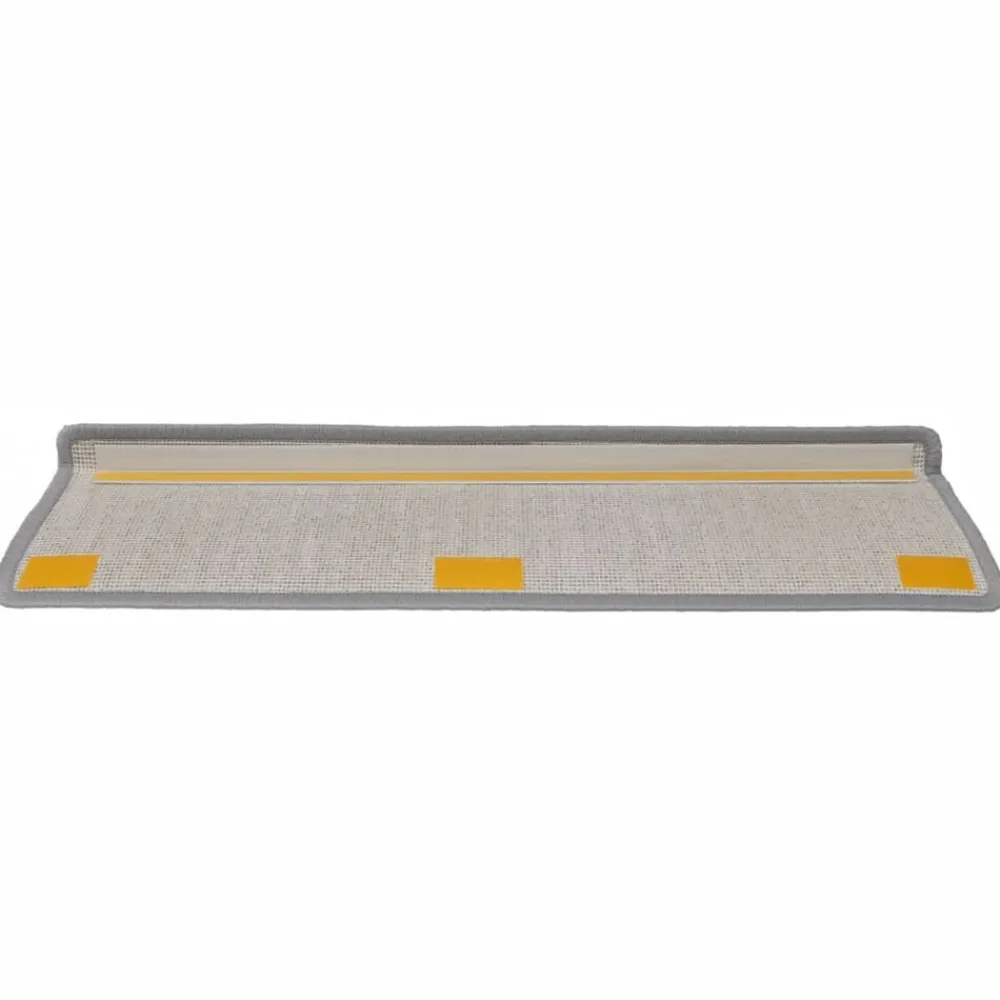 vidaXL Productos Del Hogar-Alfombrillas para escaleras 15 unidades 65x21x4 cm Gris claro Borde rectangular