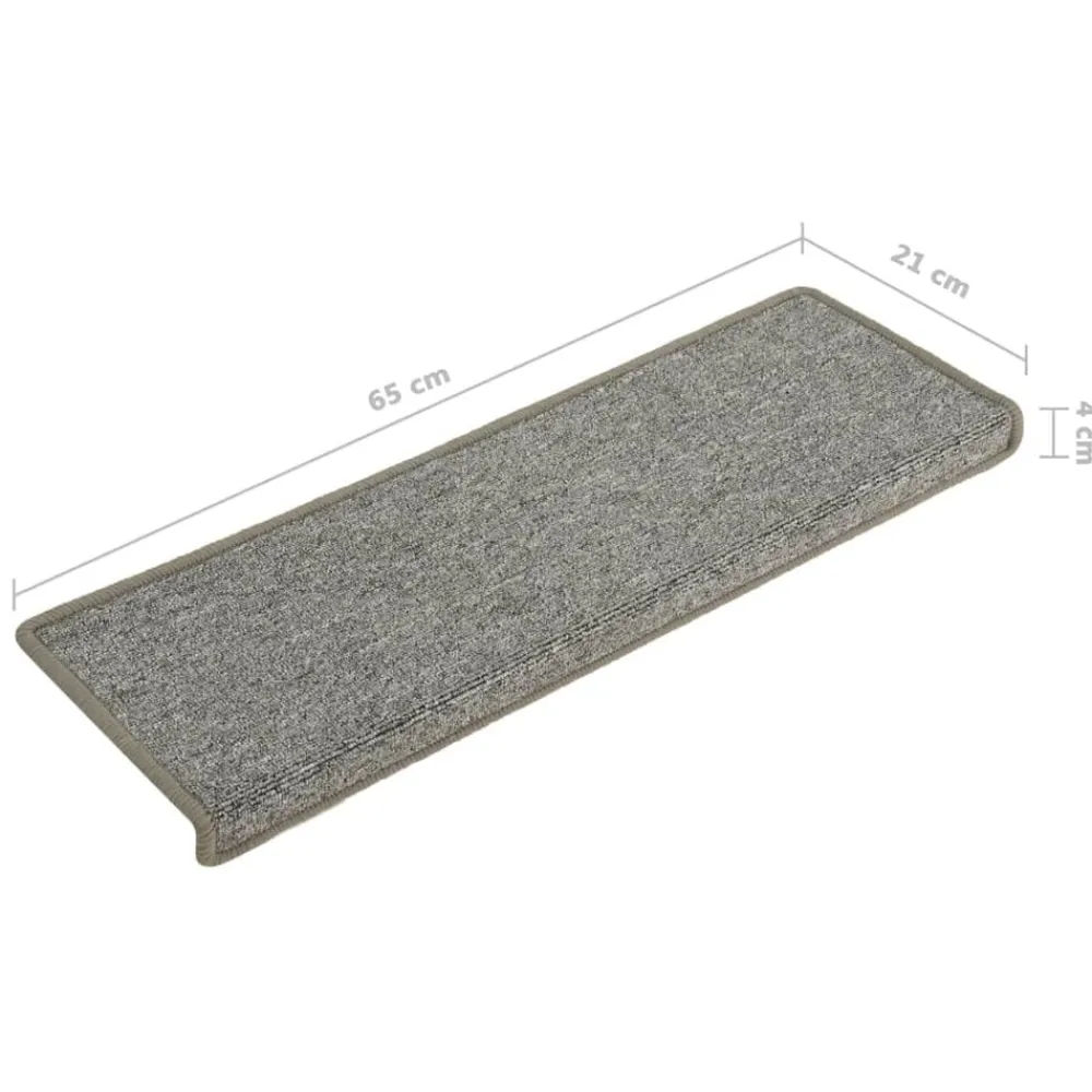 vidaXL Productos Del Hogar-Alfombrillas para escaleras 15 unidades 65x21x4 cm Gris claro Borde rectangular