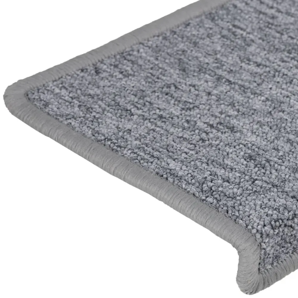 vidaXL Productos Del Hogar-Alfombrillas para escaleras 15 unidades 65x21x4 cm Gris claro Borde rectangular