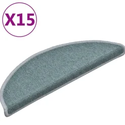 vidaXL Alfombrillas para escaleras 15 unidades 56x17x3 cm Semicircular Azul mar Clearance