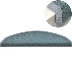 vidaXL Alfombrillas para escaleras 15 unidades 56x17x3 cm Semicircular Azul mar Clearance