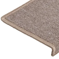 vidaXL Productos Del Hogar-Alfombrillas para escaleras 15 unidades 65x21x4 cm Marrón claro Borde rectangular
