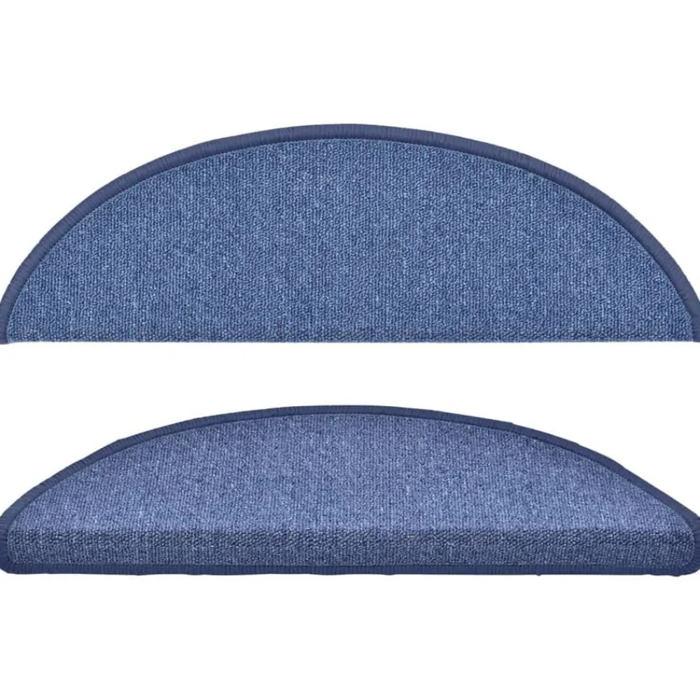 vidaXL Alfombrillas para escaleras 15 unidades 56x17x3 cm Semicircular Azul Clearance