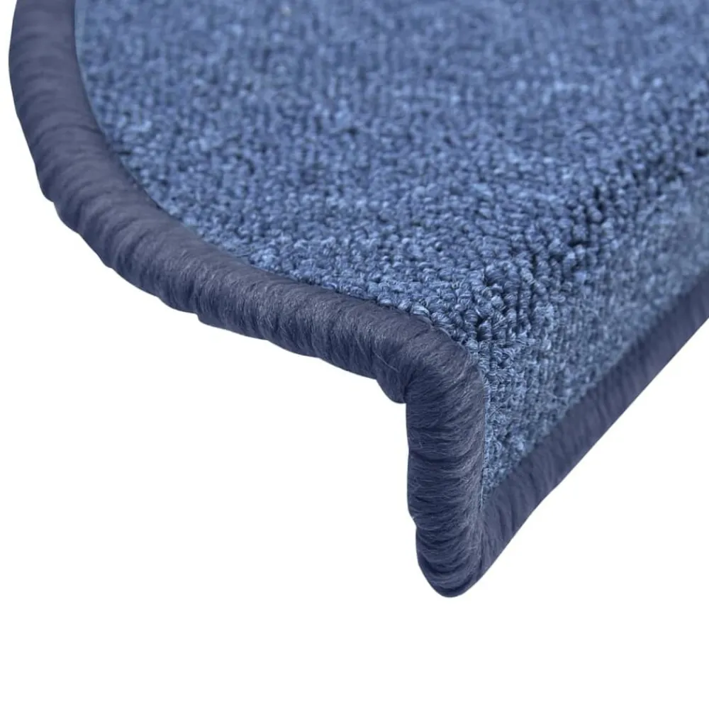 vidaXL Alfombrillas para escaleras 15 unidades 56x17x3 cm Semicircular Azul Clearance