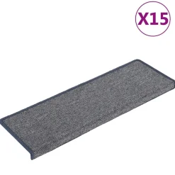 vidaXL Alfombrillas para escaleras 15 unidades 65x21x4 cm Borde rectangular Gris claro y azul Hot