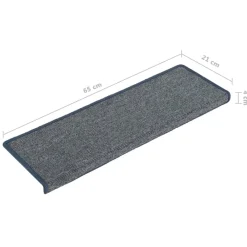 vidaXL Alfombrillas para escaleras 15 unidades 65x21x4 cm Borde rectangular Gris claro y azul Hot